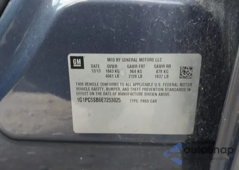 2014 Chevrolet Cruze 1Lt Auto from USA, damaged, VIN 1G1PC5SB6E7253025